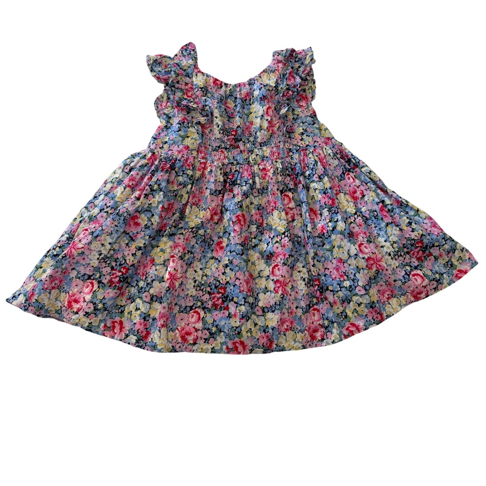 Janie and Jack Floral Ruffle Smocked Dress Multicolor 12-18 Months